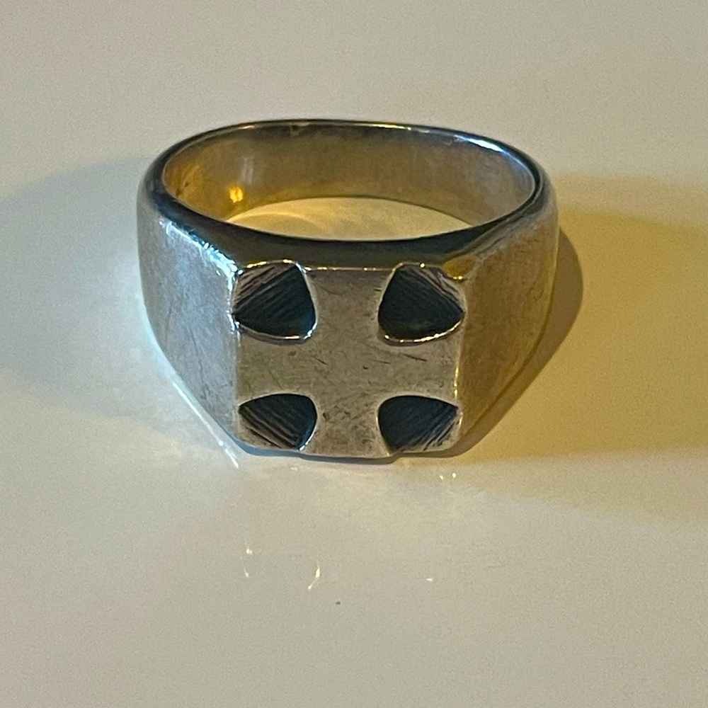 Mens rare sterling silver James Avery iron cross ring, 11.5